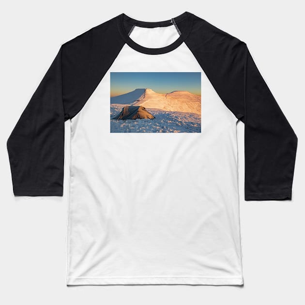 Corn Du and Pen y Fan Wild Camp Sunrise Baseball T-Shirt by dasantillo